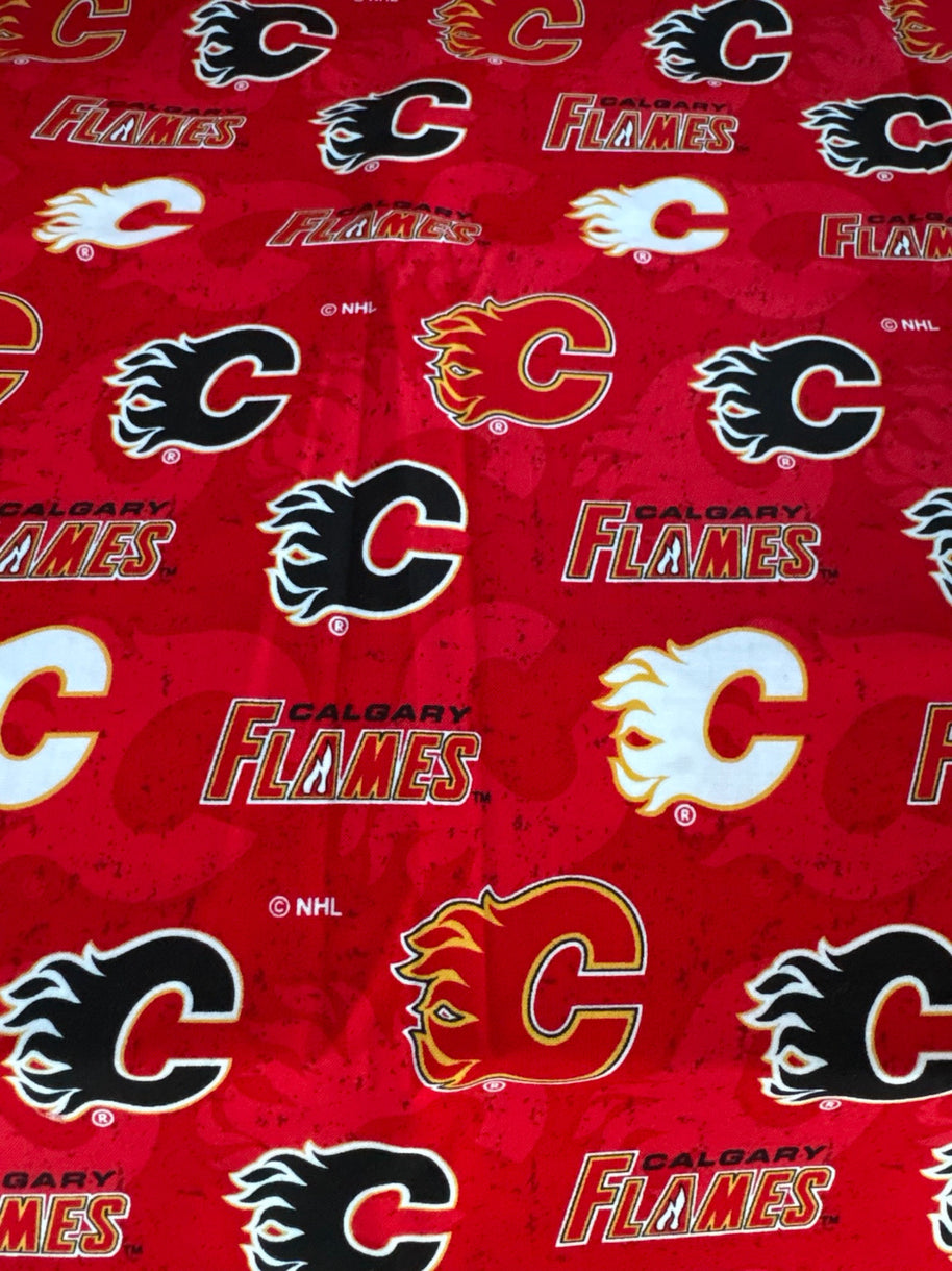 Calgary Flames logo fabric swatch for Team Pillow