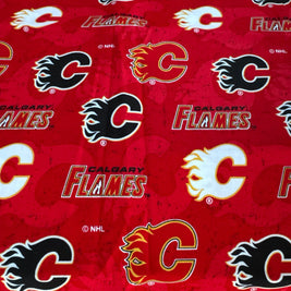 Calgary Flames logo fabric swatch for Team Pillow