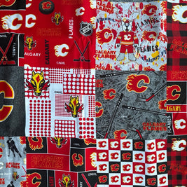 Calgary Flames mosaic fabric swatch for Team Pillow