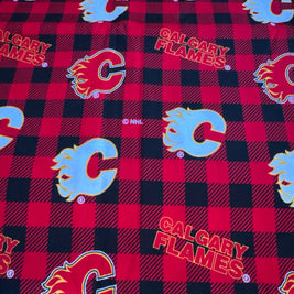 Calgary Flames plaid fabric swatch for Team Pillow
