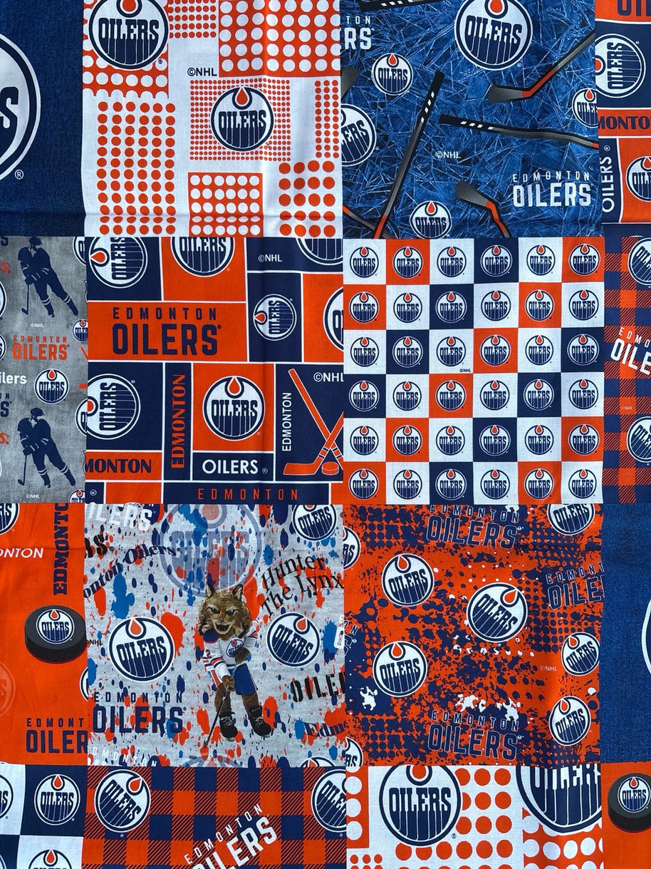 Edmonton Oilers mosaic fabric swatch for Team Pillow