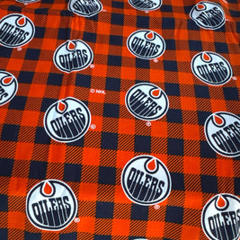 Edmonton Oilers plaid fabric swatch for Team Pillow