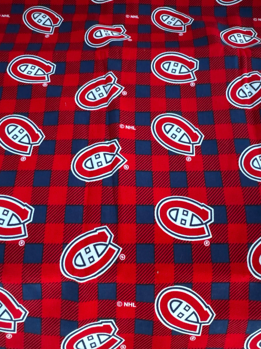 Montreal Canadiens plaid fabric swatch for Team Pillow