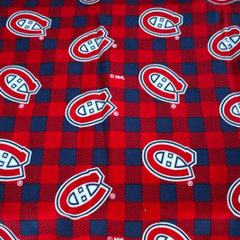 Montreal Canadiens plaid fabric swatch for Team Pillow