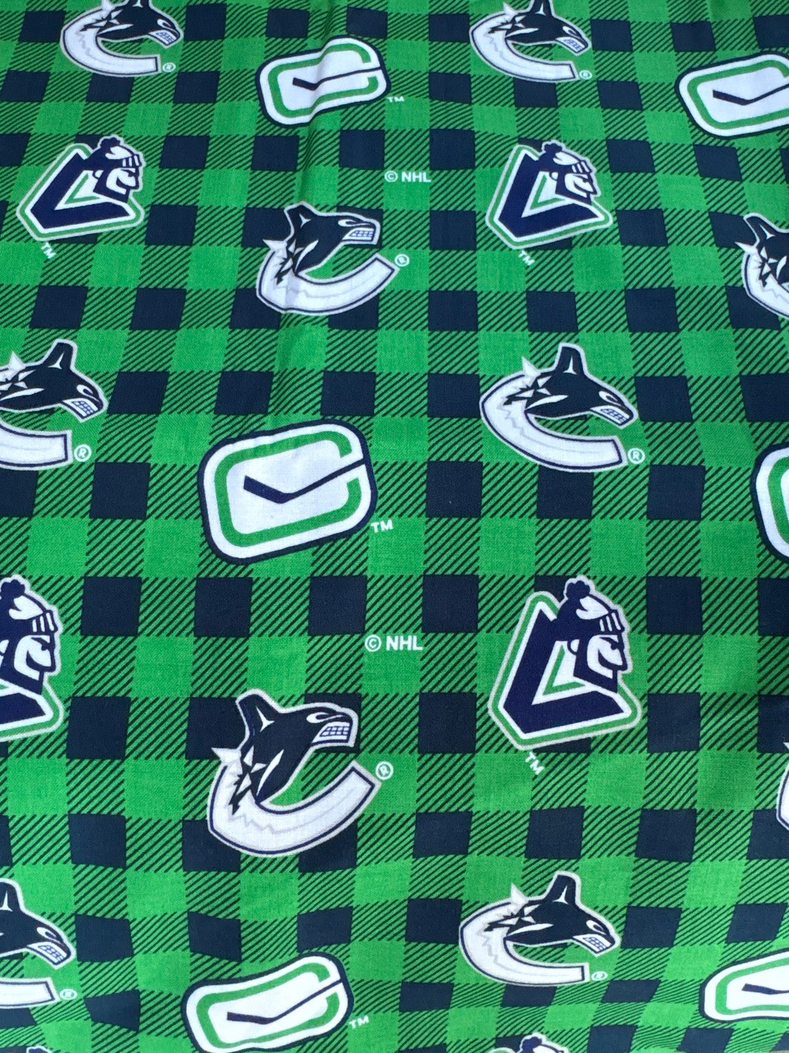 Vancouver Canucks plaid fabric swatch for Team Pillow
