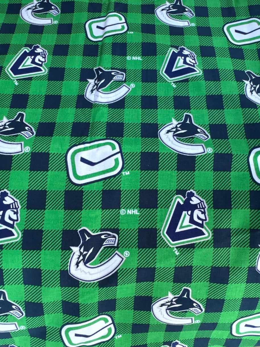 Vancouver Canucks plaid fabric swatch for Team Pillow