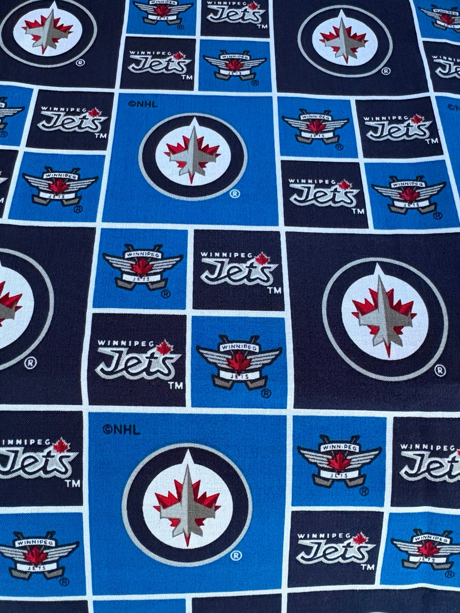 Winnipeg Jets block-pattern fabric swatch for Team Pillow