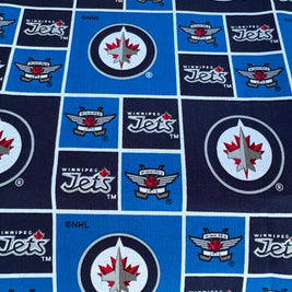 Winnipeg Jets block-pattern fabric swatch for Team Pillow