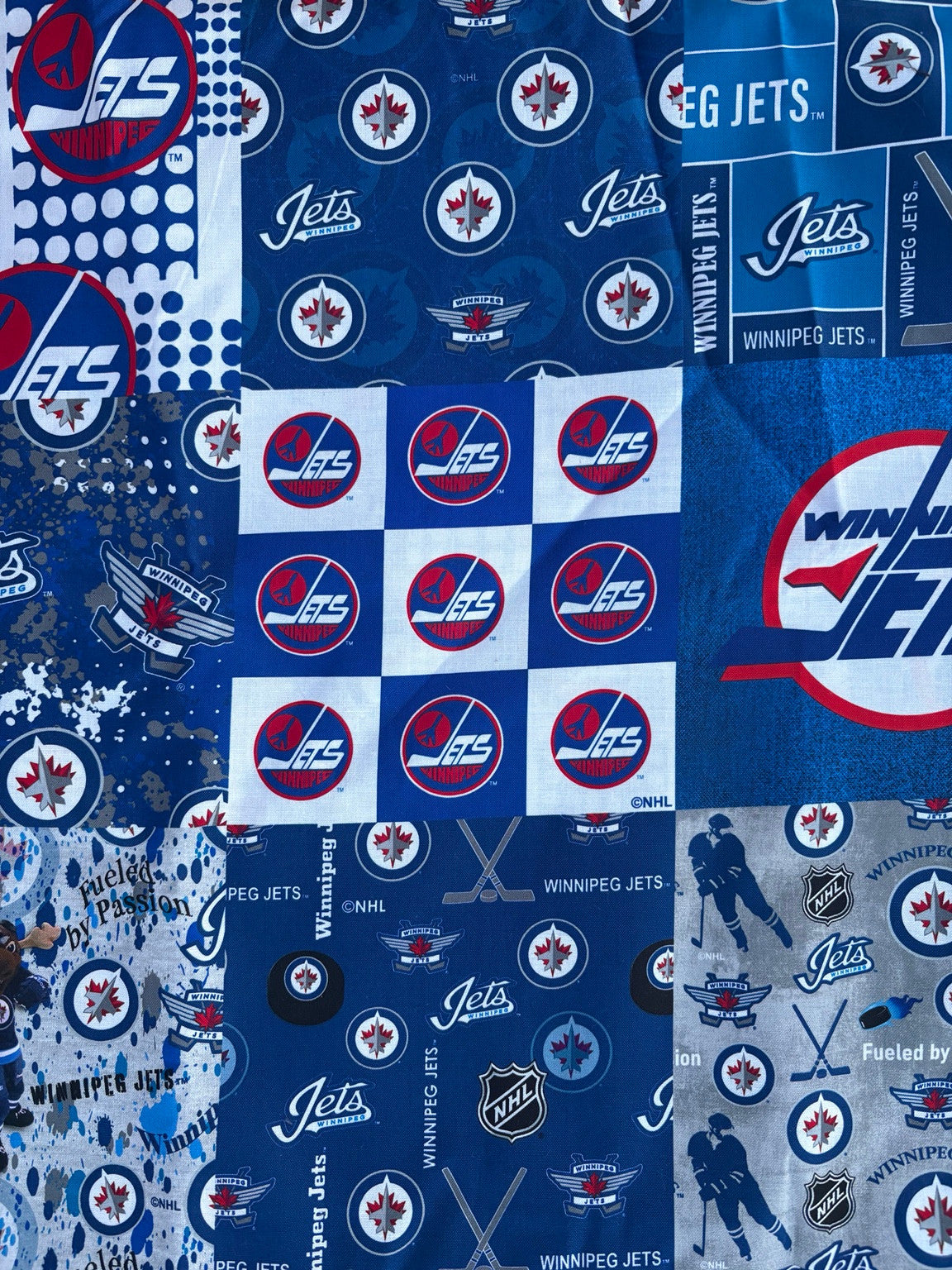 Winnipeg Jets mosaic fabric swatch for Team Pillow
