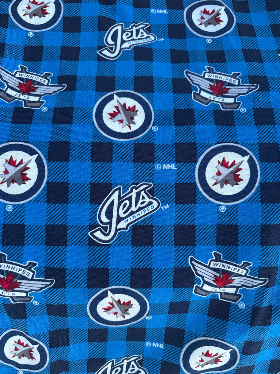 Winnipeg Jets plaid fabric swatch for Team Pillow